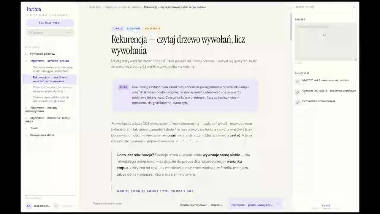 Podgląd platformy: lekcja z TL;DR, kodem i sekcją pułapek